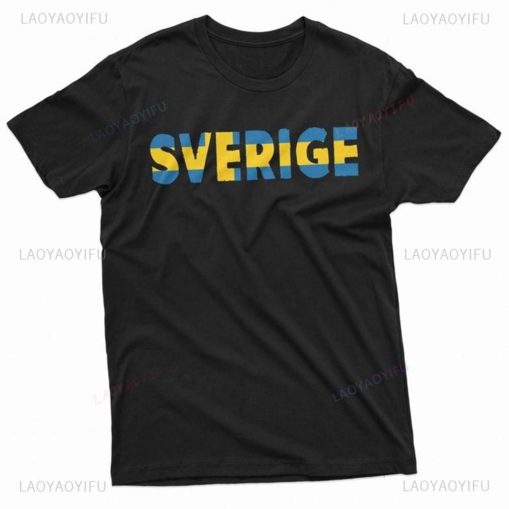 Sverige Sweden Patriotic National Flag Graphic T Shirts Lover Gift Swedish Friend Clothes Summer High Quality Cotton Tshirt