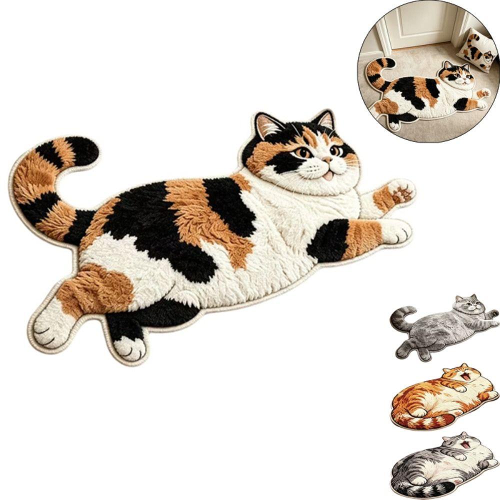 Non-Slip Home Decor Carpet 2D Cartoon Carpet Cute Cat-Shaped Area Rug  Living Rooms