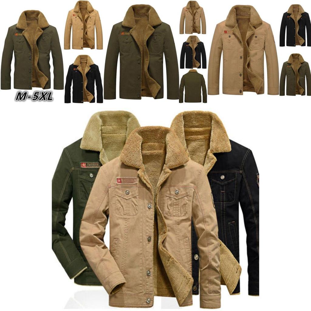 Winter Bomber Jacket Men Pilot Warm Male Fur Collar Army Tactical Coat Jacket