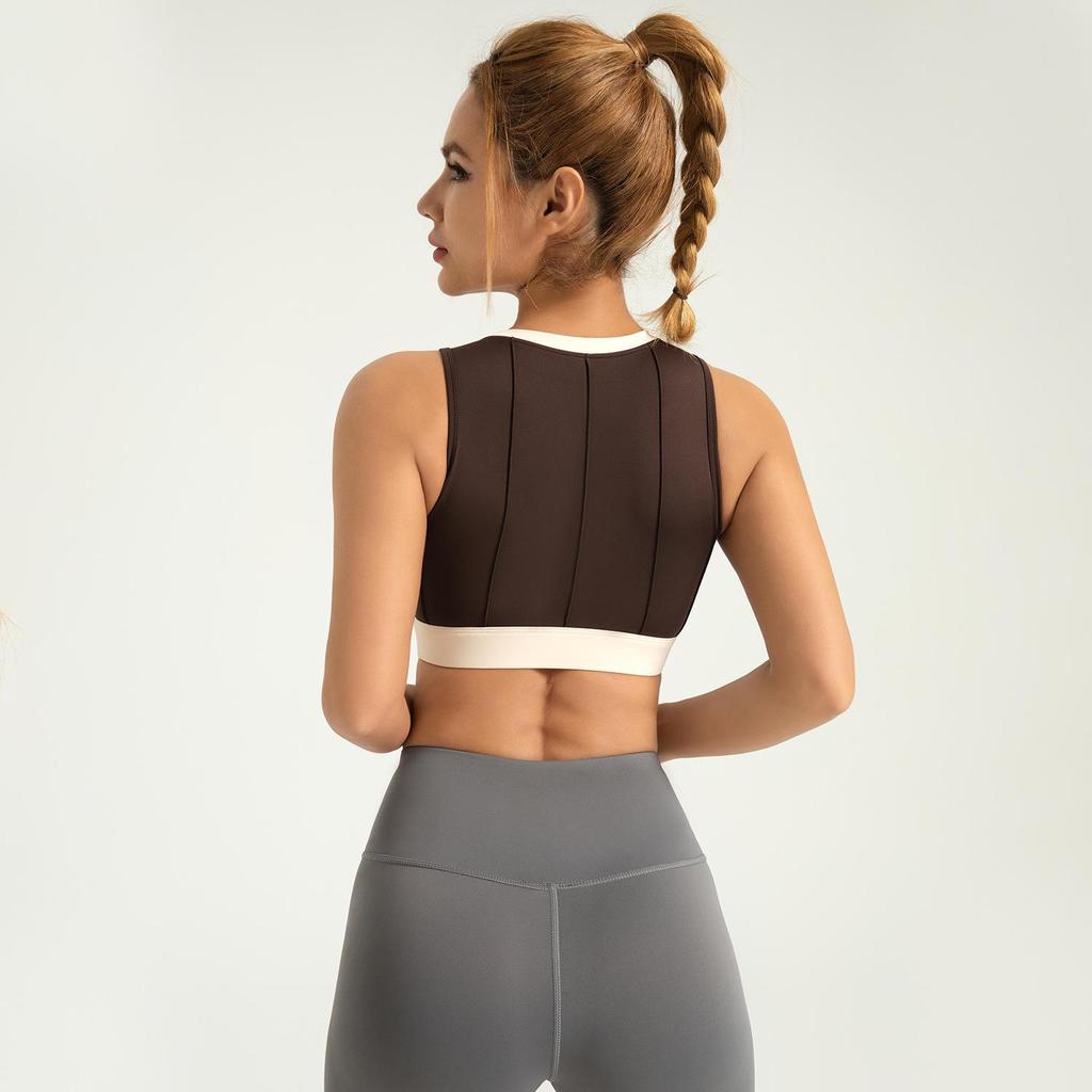 Color-Block Stripe High-Impact Yoga Sports Bra