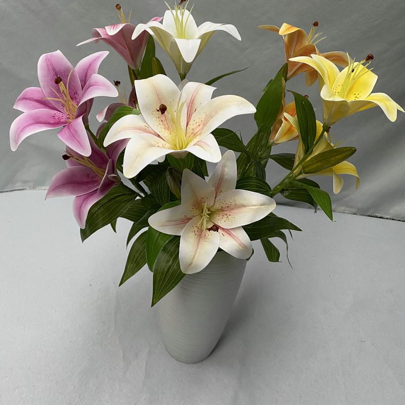 Realistic 3d Cloth Artificial Lilies Fake Flowers For Wedding Decor Home Staging Photography Props