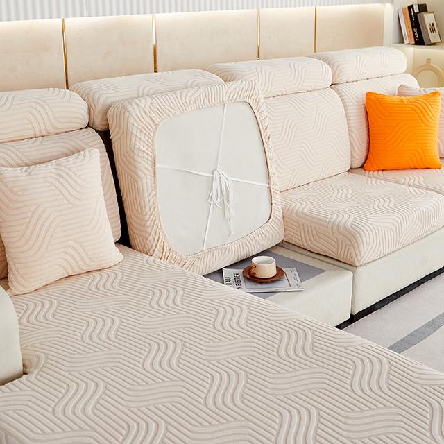 Jacquard Sofa Furniture Seat Cushion Protective Covers Stretchy Soild Colour Anti -Dirty L -Shaped Couch Covers Removable Sofa Slipcover Home Office