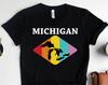 Michigan Great Lakes Retro Shirt, Michigan Art, State Map MI Shirt, Michigan Gifts
