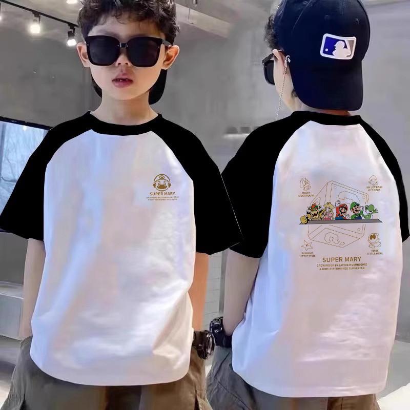 Round neck boy's short sleeved T-shirt, summer cartoon loose top