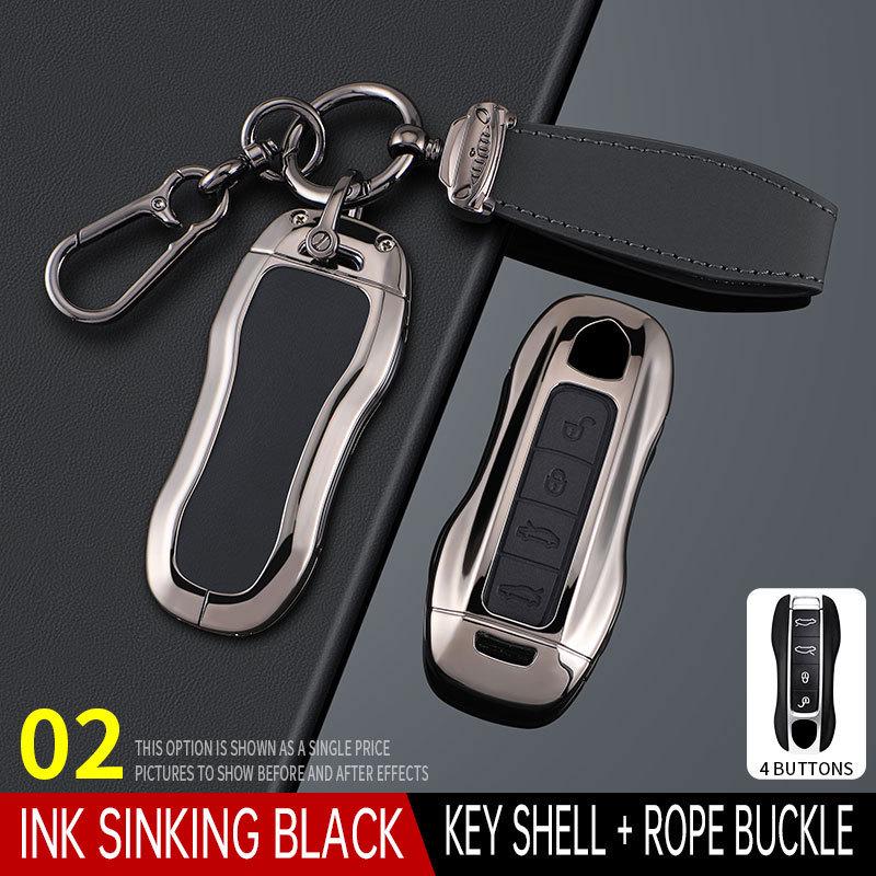 Compatible Key Cases for Porsche: Cayenne, Macan, Panamera, 911, 718 - Metal & Leather Buckle.