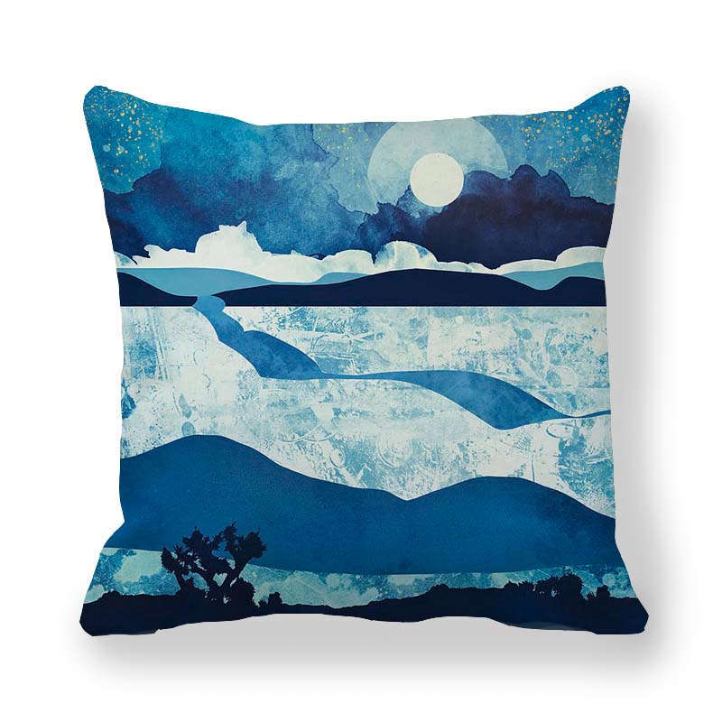 Marble Texture Sun Landscape Series Digital Printing Short Plush Pillow Covers for Car Sofa Office Cushion Cover Home Goods