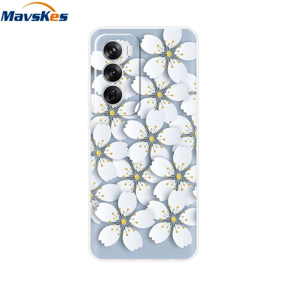 Capa OPPO Reno 12 Pro 5G Moda Flor Silicone Capa de Telefone Para OPPO Reno 12 Capa Reno12 Pro Para-choque 2024 TPU Macio Preto Fundas