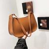 Premium Solid Color Underarm Bag Women's New Trendy Fashion Versatile Shoulder Bag Simple Niche Baguette Bag