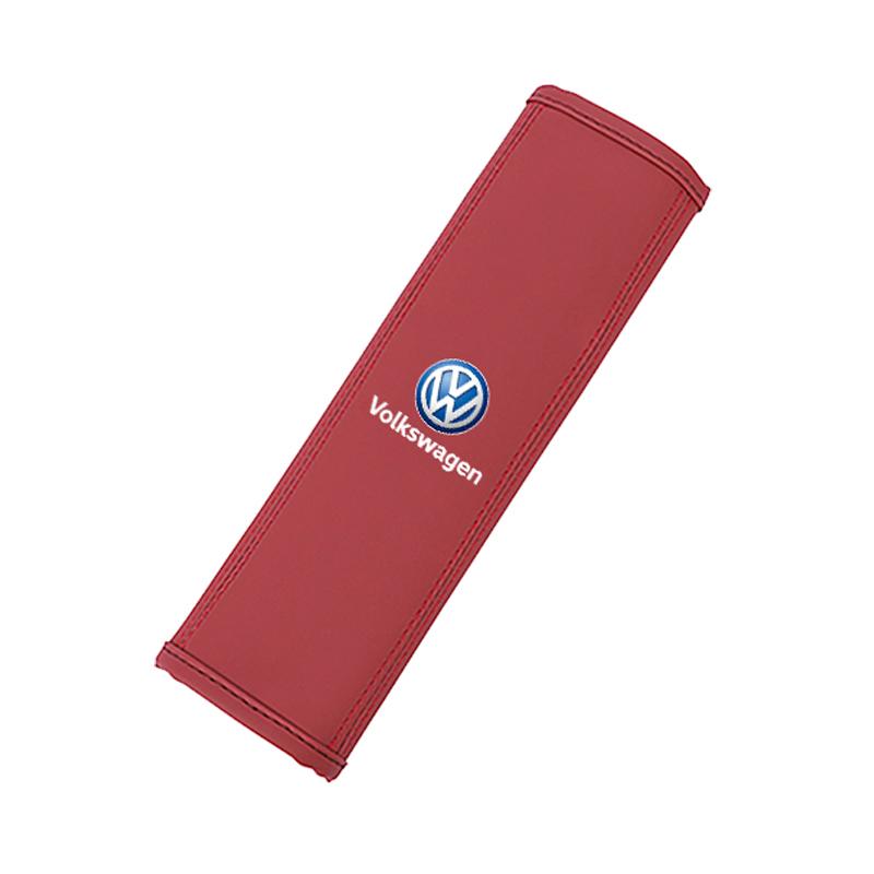 T26Car Seat Belt Cover For Volkswagen Golf Phaeton GTI Teramont Passat Car Interior Leather Safety Belt Shoulder Protector Keychain