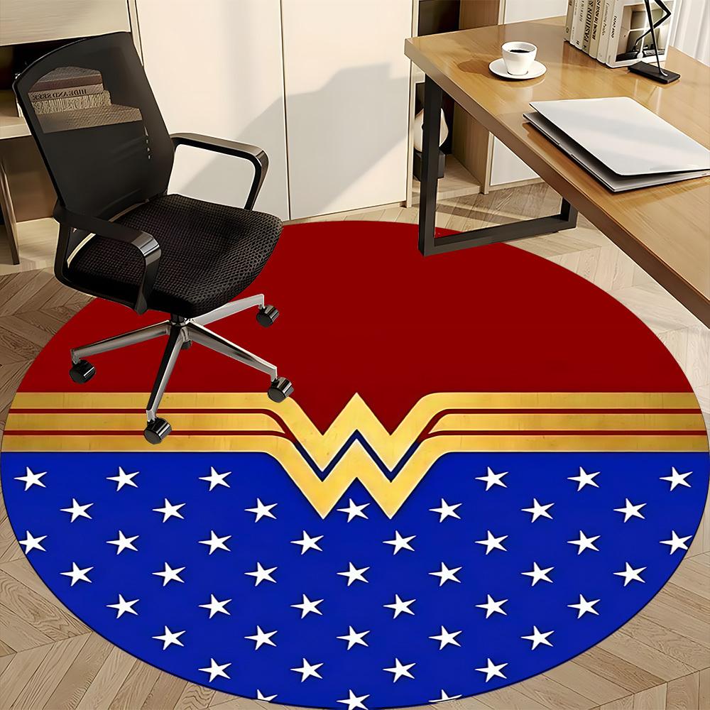 1pc Wonder Woman Office Round Area Rug, Under Office Chairs Bedroom Living Room Home Decor, Room Deco, Available In Various Sizes