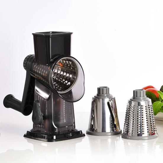 Rotary Cheese Grater with 3 Interchangeable Blades Multi-Function Manual Vegetable Slicer Quick Food Preparation Tool for Cheese Nuts And Salads