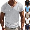 Sommer Herren V-Ausschnitt Locker und Atmungsaktiv Lässig Harter Kerl Henry Kurzarm T-Shirt