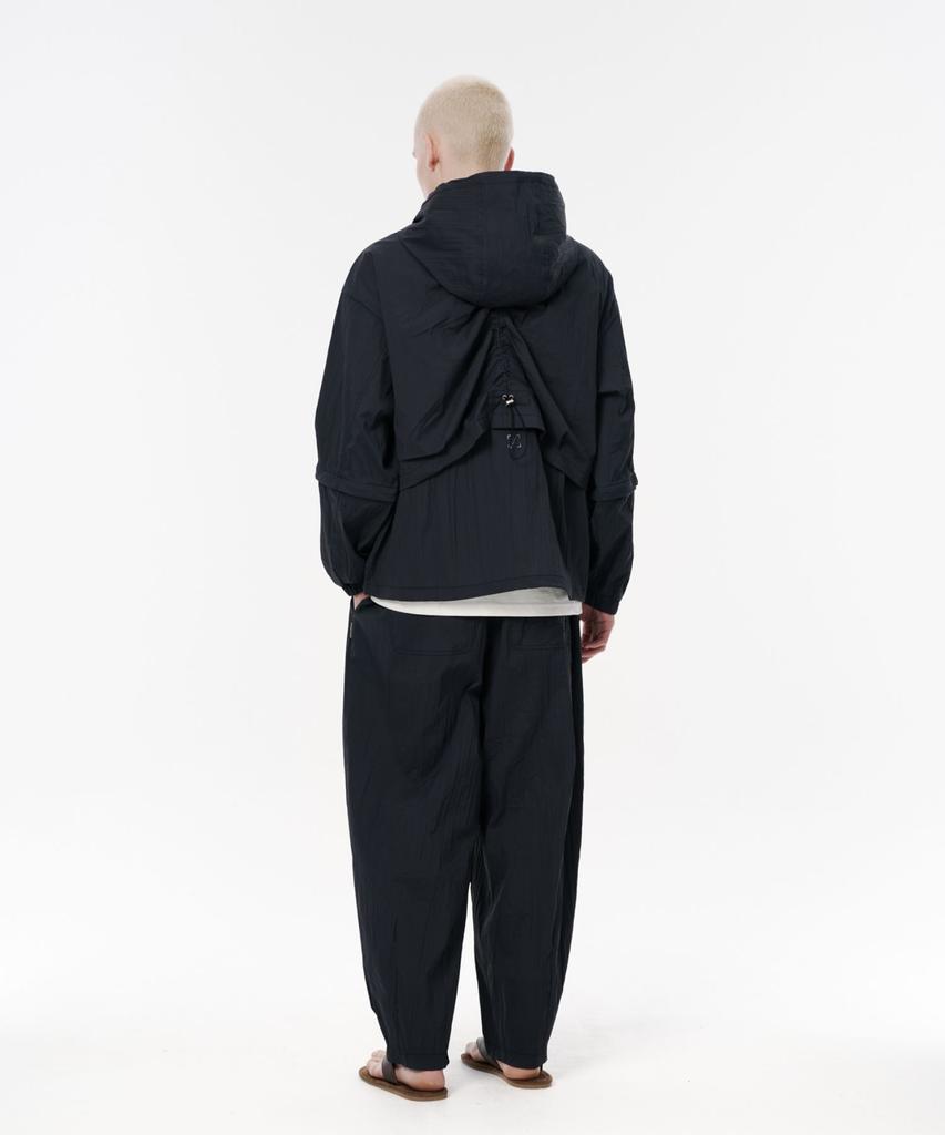 Kodeumopeu Utility Air Crease Wide Elastic Waist Pants Dark Grey