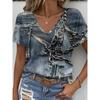 Women's T-shirt Fashionable Casual Versatile Plant Vacation Style Summer T Shirt 3D Printed V-neck Short Sleeved Top