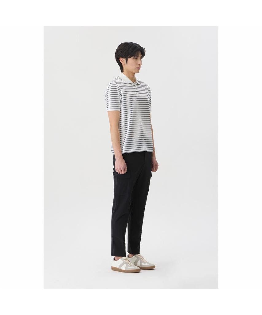 BRENTWOOD [Life Performance] Striped Polo Neck T-Shirt Brtam26002Whx