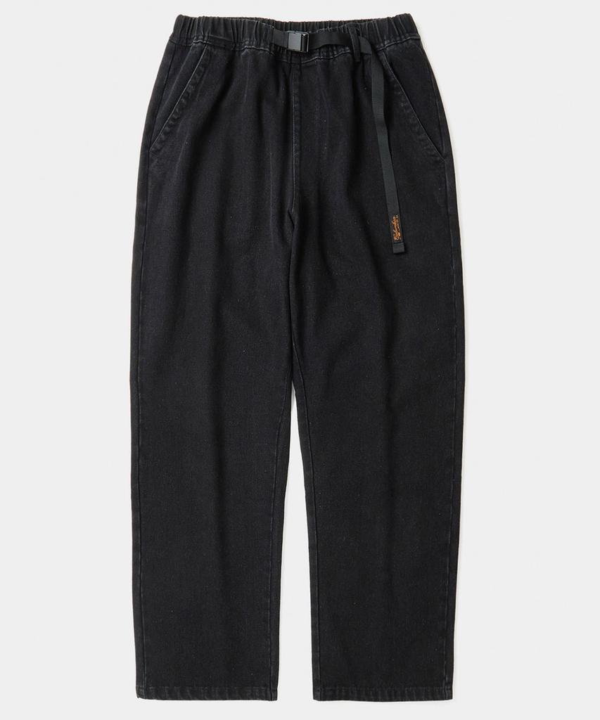COLUMBIA UNIVERSITY Sl-Label Belted All-Round Denim Pants Black Denim