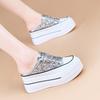 Thick-soled White Shoes for Women Summer Breathable Half Slippers All-match Sports Casual Shoes