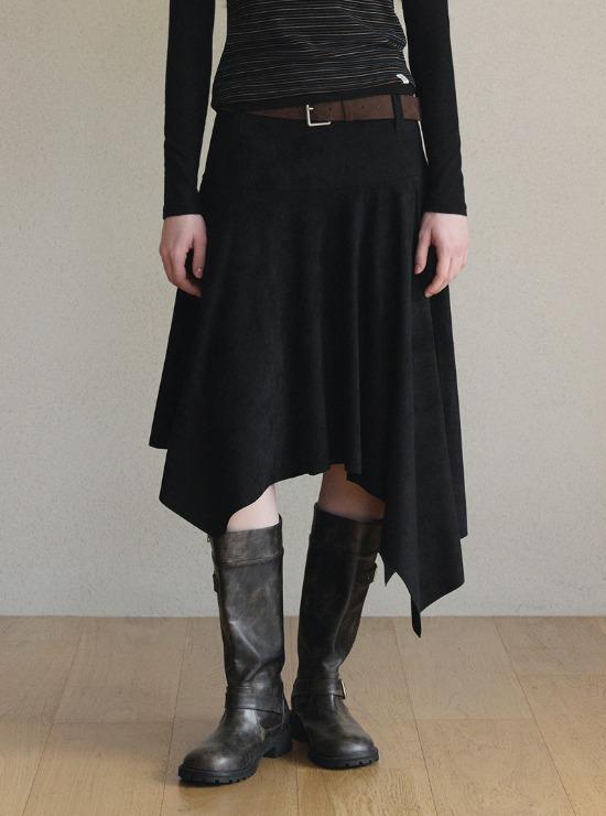 Jupe midi asymétrique en daim Teuwi Arden (Ensemble de ceintures)
