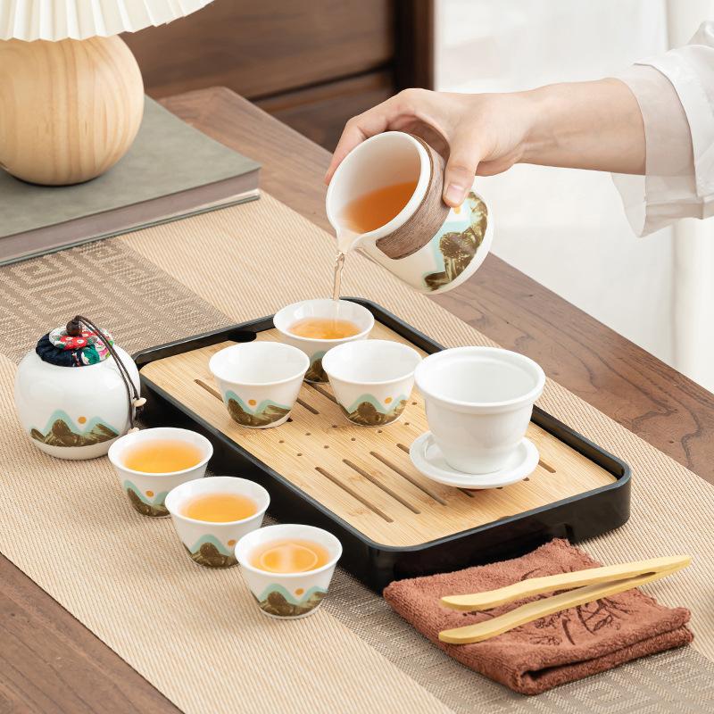 Portable Kung Fu Tea Set Qingshan Guyun Outdoor Travel Teapot Portable Tea Making Set