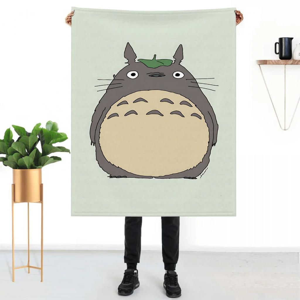 Fluffy Anime Totoro Kastepledd for Sofa Knær Mykt Luksuriøst Hjemmeinnredning Kastepledd Søte Barnehage Hage Sengepledd