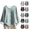Women's Casual Long-sleeved Round-neck Retro Gradient Printed Cotton And Linen Top