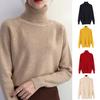 Women Winter Fashion Turtleneck Sweater Solid Color Loose Pullover Sweater Long Sleeve Tops