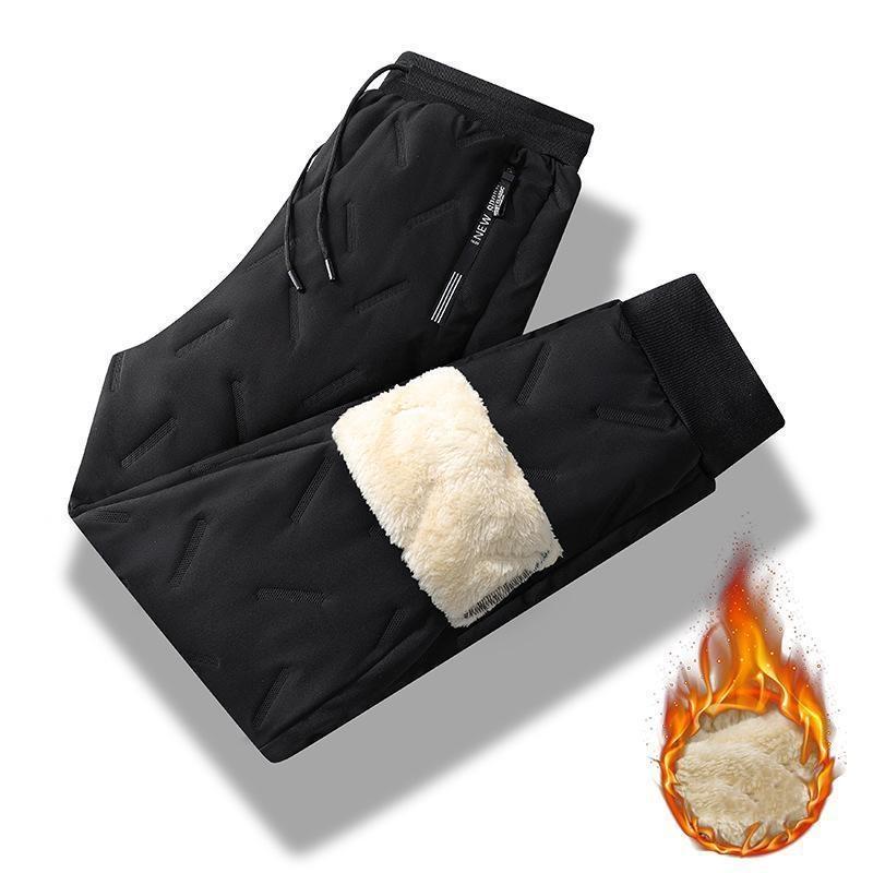 Warm Drawstring Women Men Winter Trousers Solid Color Thermal Sweatpants Casual Windproof Waterproof Plush Long Pants