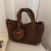 Fashion Solid Color Handwoven Bag Handmade Vintage Crochet Handbag Elegant Large Capacity Woven Bag Women Use