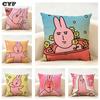 Pink Bunny Cue Cushion Cover Household Decoration Linen Sofa Cushion Cover: Skin-Friendly & Breathable with Invisible Zipper