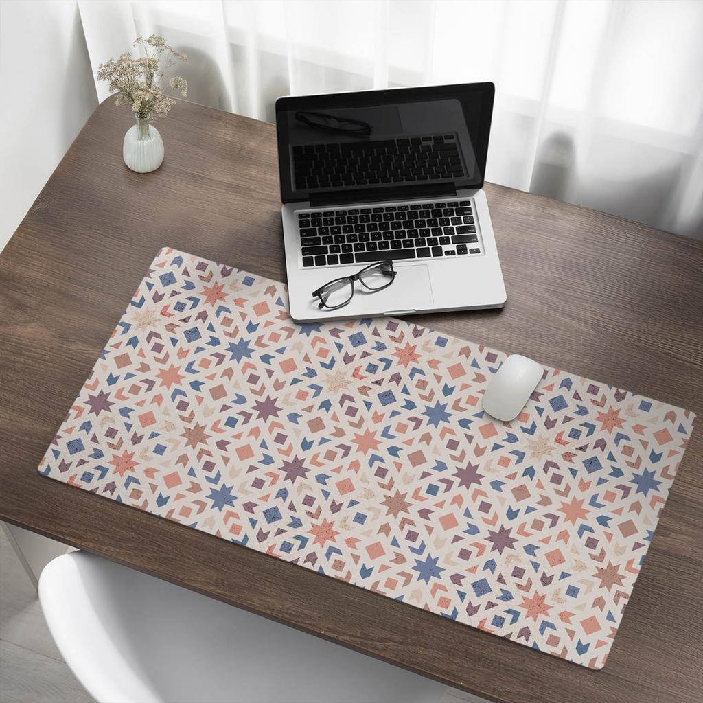 Durable Mat Under Equipment For Gamers Geometric Retro Pattern 100X50 Cm