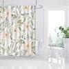 1Pc Nordic Floral Watercolor Print Shower Curtain, Water-Resistant Polyester Fabric With Eyelets, Artistic Bathroom Decor