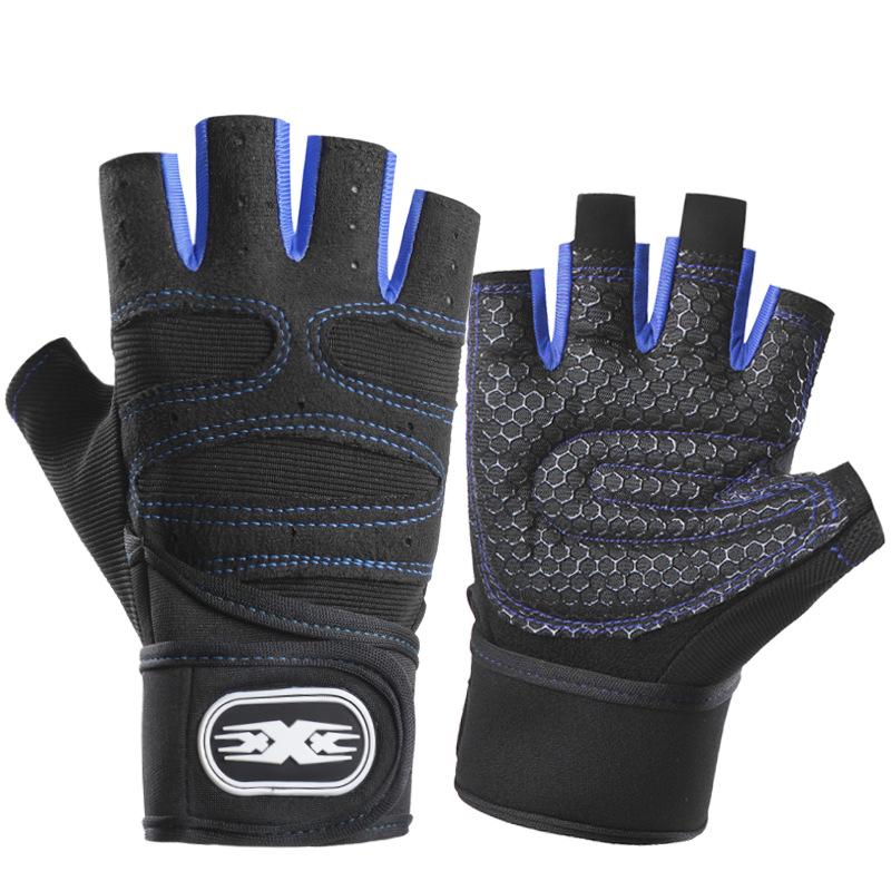 Fitness Gloves Weightlifting Half-finger Gloves Men's Outdoor Sports Men's and Women's Long Wrist Guards Anti-skid Equipment Dumbbell Training