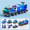 100pcs+ 6IN1 Building Blocks City Fire Car Police Truck Engineering Crane Tank Helicopter Bricks Set Toys for Children Kids