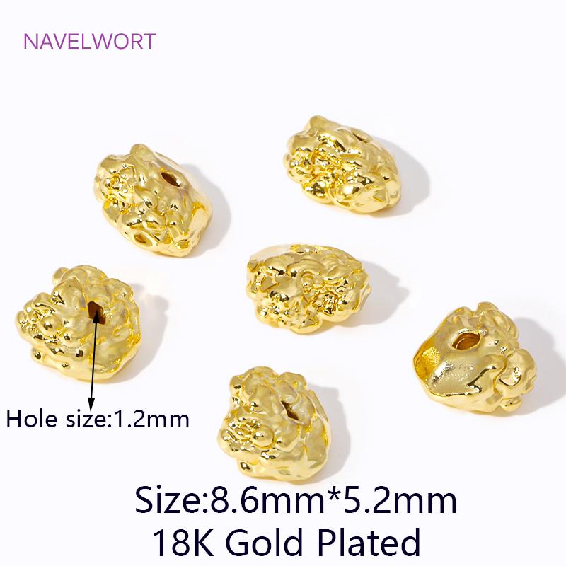 18K Gold Plated Brass Irregular Loose Bead Spacer Beads,Beads Separator,For Jewelry Making Supplies DIY Bracelet Making Crafts