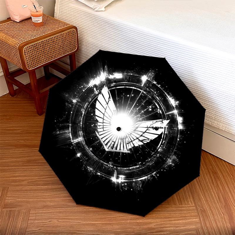 Shiny Wings Pattern, Automatic Folding Umbrella, Portable and Foldable Design, 8 Ribs, a Christmas or Birthday Gift.