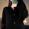 2025 Stylish Women's Retro Pure Wool Knit Cardigan - Slimming Casual Loose Long Sleeve Autumn Winter Sweater