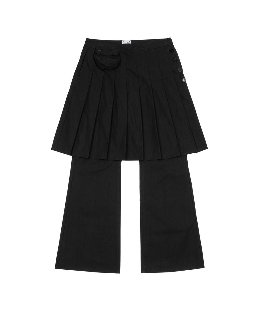 THE COLDEST MOMENT Tcm Skirt Layered Pants (Black)