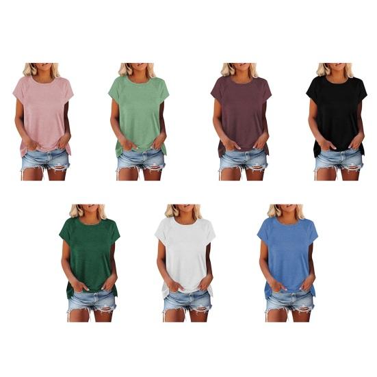 Women Tops O-Neck Raglan Short Sleeves Loose Fit Summer Tee Shirt Soft Breathable Basic Layering Casual Tee Tops