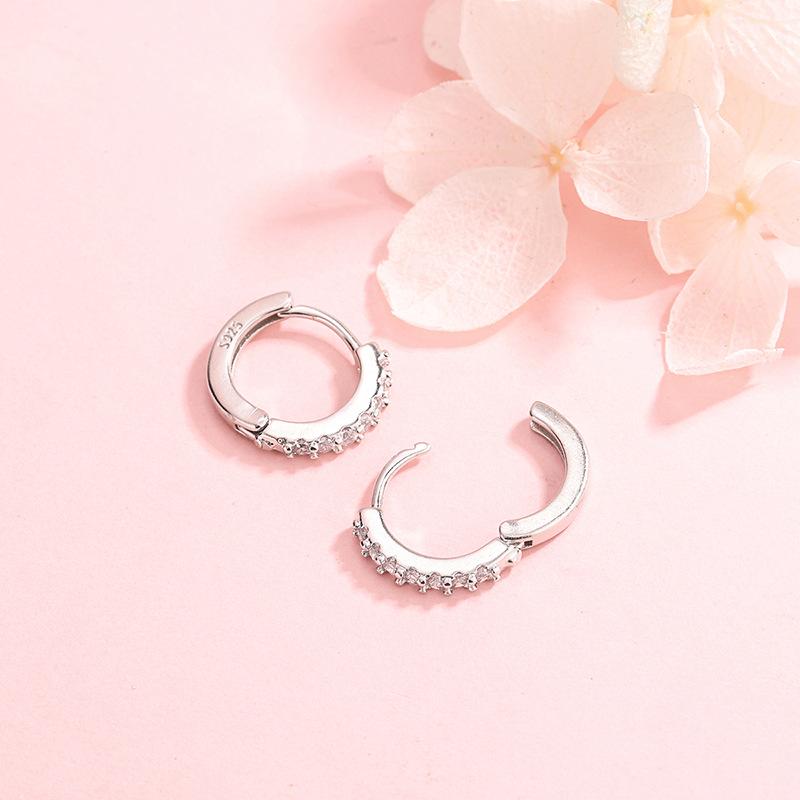 S925 Silber Diamant Stecker Creolen Ohrringe für Damen Elegante Modische Ohr Manschetten Schmuck