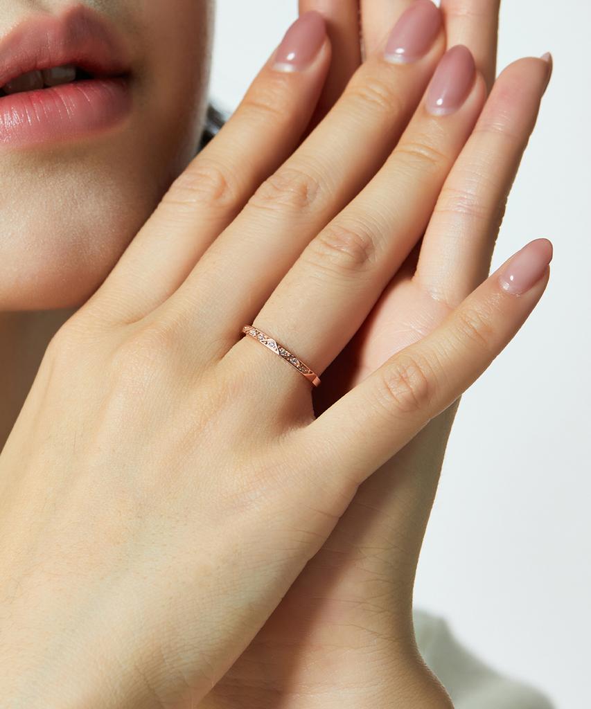 Helene Jewelry 14K 18K Sibione Cubic Line Miss Ring Gold Ring