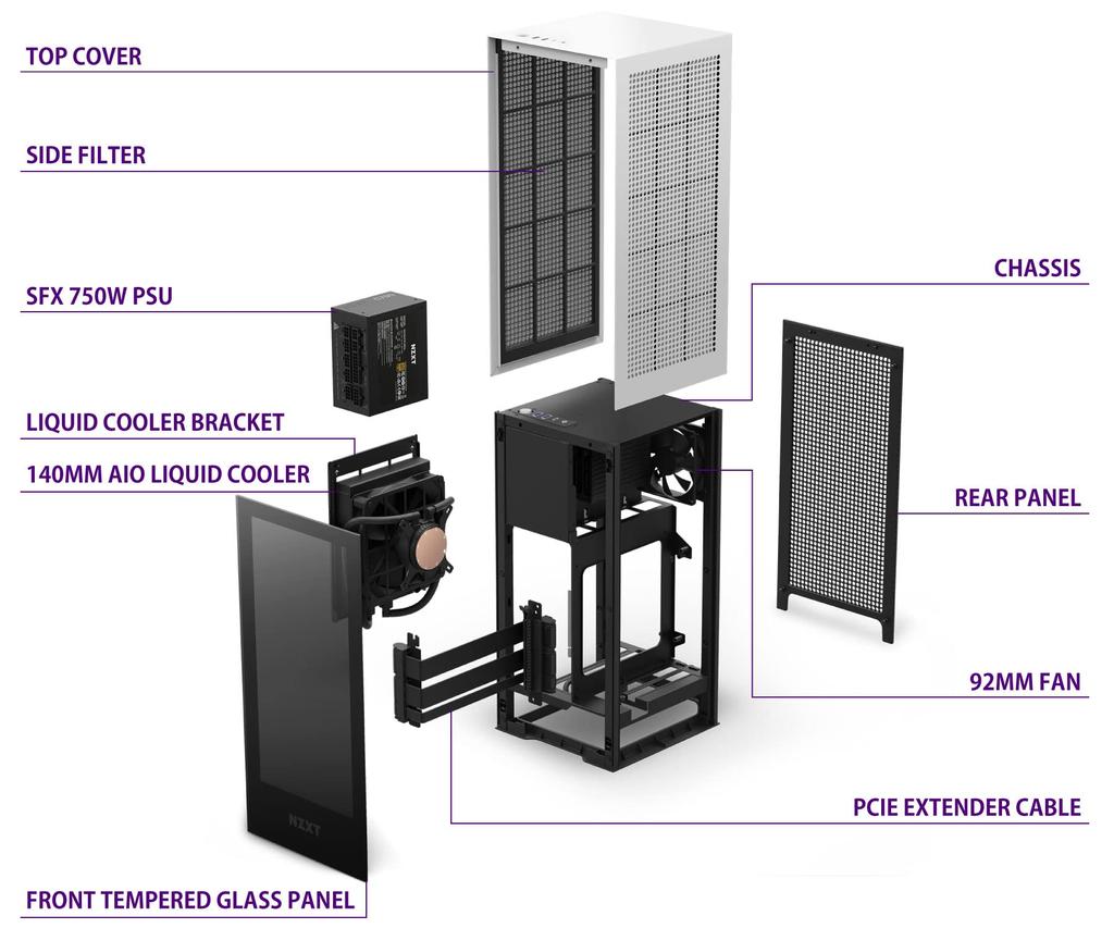 NZXT H1 Version2 PC Case Compact WHITE Power Supply and Simple Water Cooling Included CS-H11BW-JP CS8335