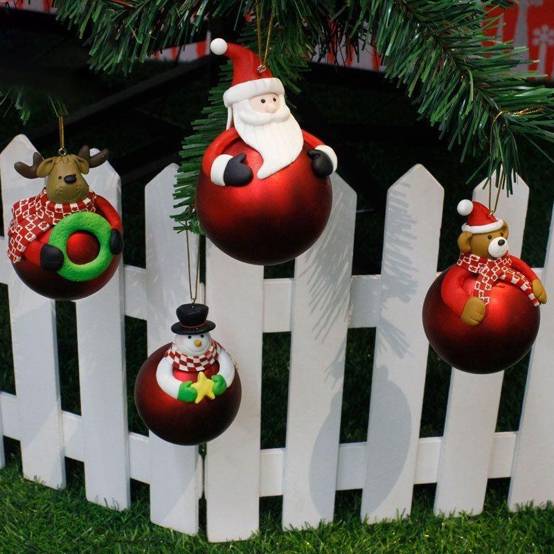 Premium Quality Christmas Tree Hanging Bear Santa Claus Snowman Ball Decor Ornament For Festive Home Charm