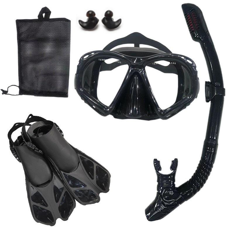 Set profesional de trei piese: aripioare de înot liber, ochelari de scufundări, snorkel
