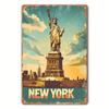 Vintage New York Freiheitsstatue Metallblechschild Eisen Wandkunst mit vorgebohrten Löchern Wasserdicht Wetterfest Retro