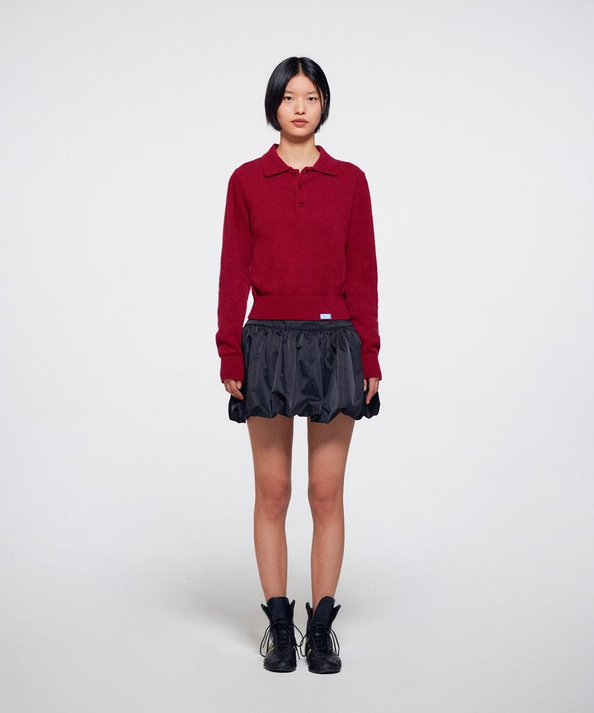 ERA Women Wool Blend Polo Sweater - Deep Burgundy