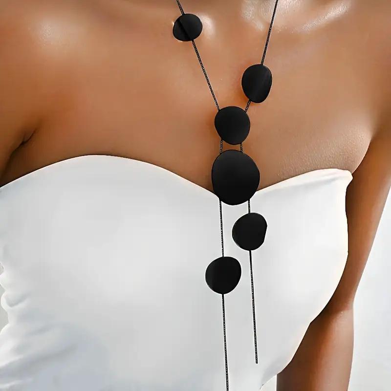 Damen Lange Halskette Trendy Temperament Schmuck Scheibe Hohl Geometrische Kette Halskette