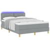 LED Box Spring Bed with Headboard Light Gray 140 X 190 Cm Fabric