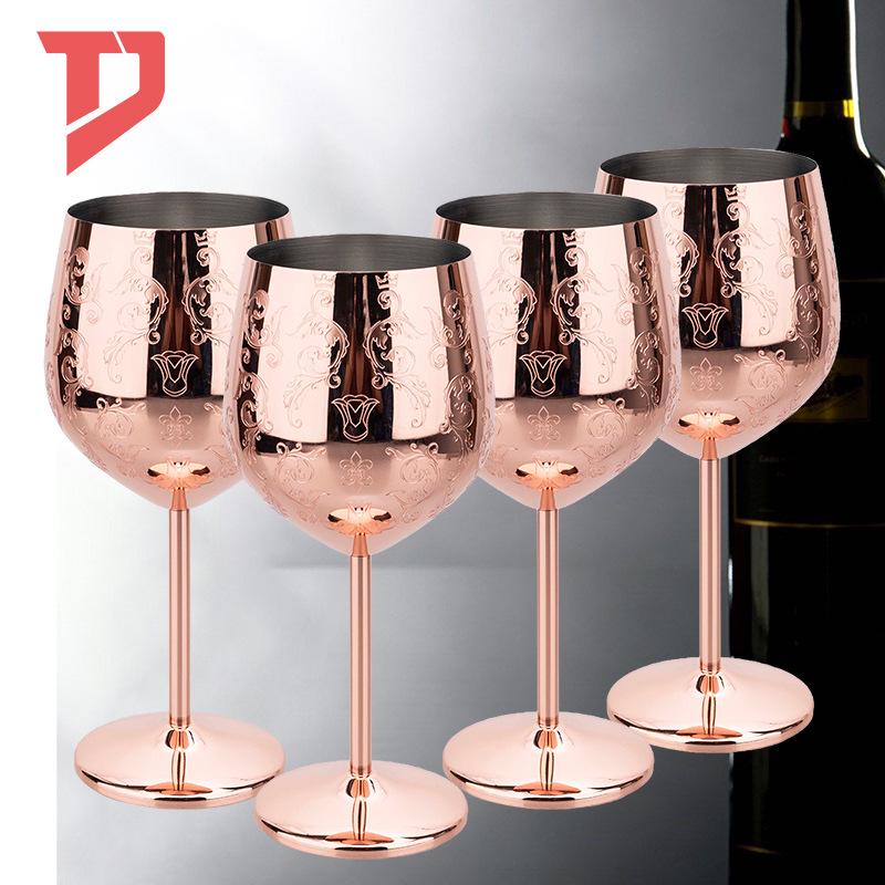 Elegante Europäische Geätzte Wein- und Champagnergläser aus Edelstahl