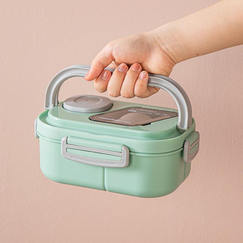 1200Ml Lunch Box Portable Office Microwave Oven Bento Box with Handle Student Compartment Lunch Box with Fork and Spoon