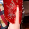 Oversize Qipao Raudonasis Drakonas Mini Cheongsam Moteriški Satino Vestidos Kinų Stiliaus Suknelės Vintažiniai Mandarinų Apykaklės Qipao